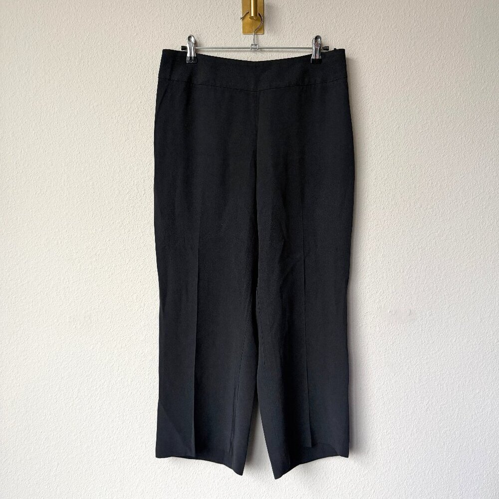 Akris Black 100% Silk Cropped Tailored Trousers Size 10